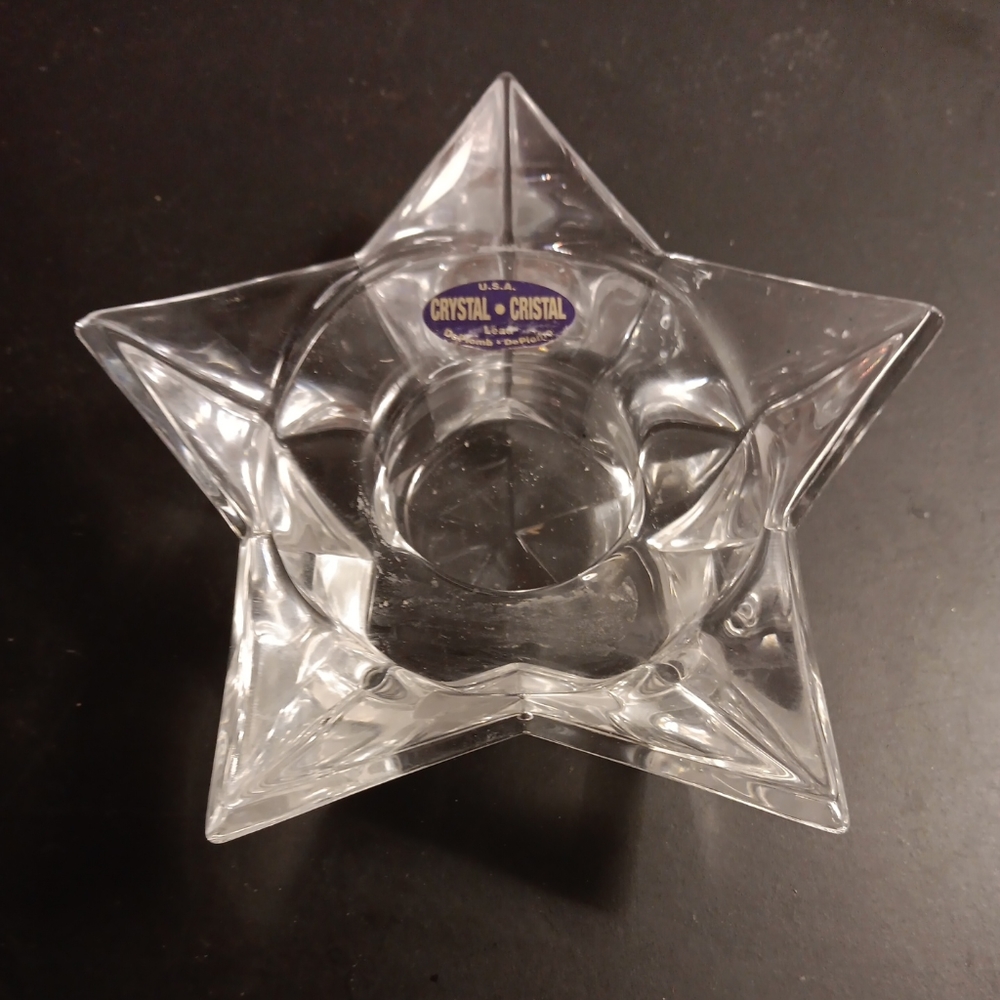 GORGEOUS NEW DePlomb 5" Star Crystal Single Candle Holder.